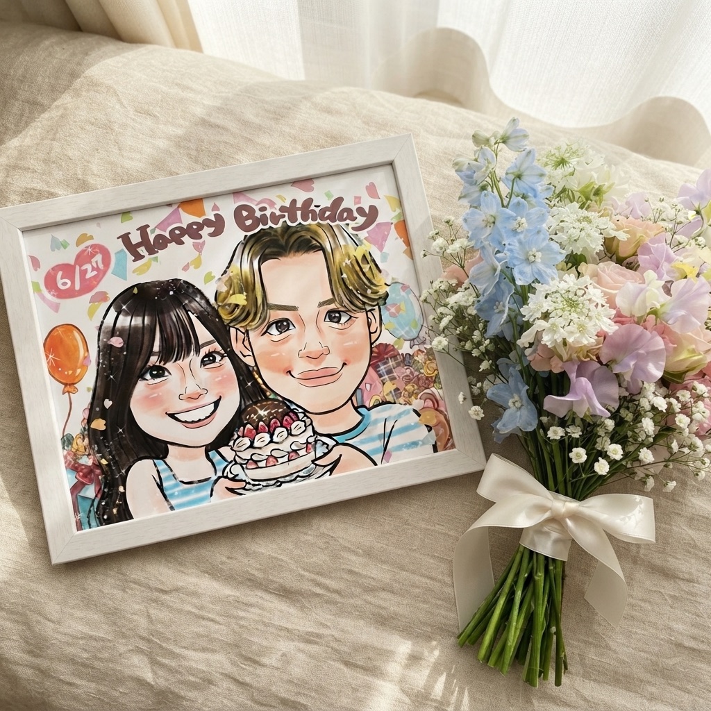 誕生日プレゼントの似顔絵