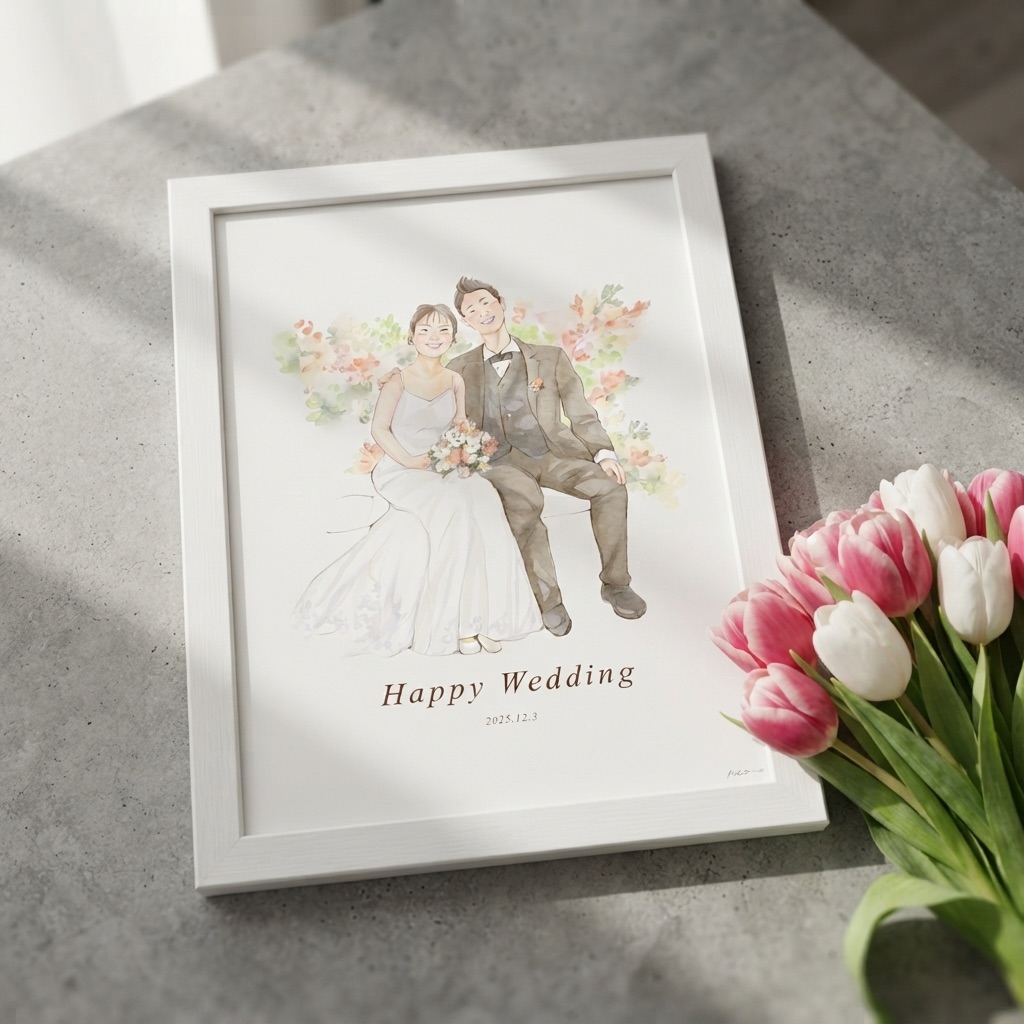 入籍・結婚祝いのウェルカムボード似顔絵